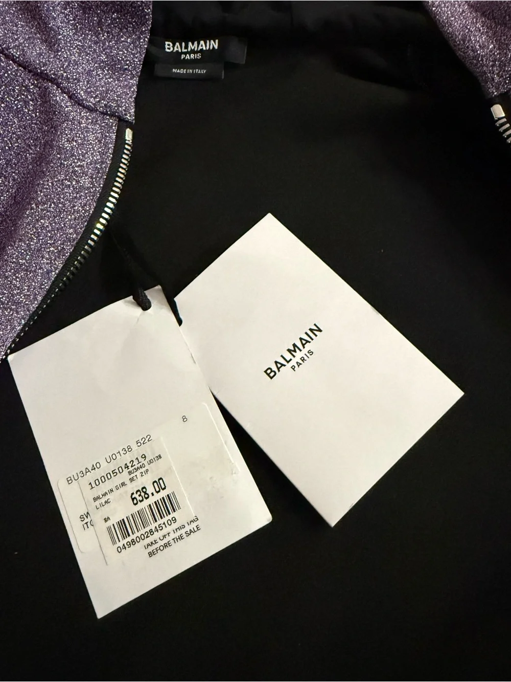 Balmain Black & Purple Sparkle Hoodie Set